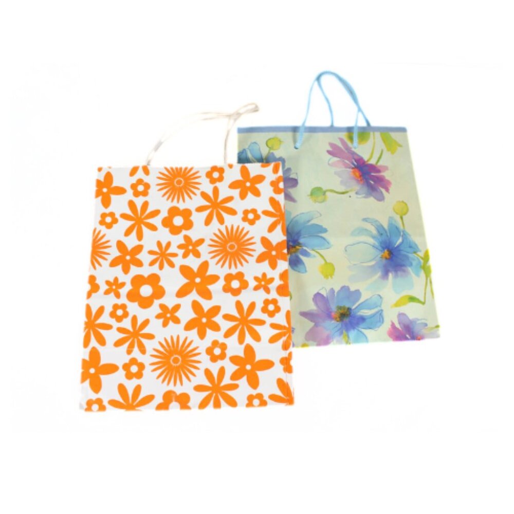 Vintage 1990s Hallmark Floral Gift Bags Set of 2 Crafting Scrapbooking